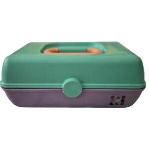 Vintage Caboodles Makeup Organizer Box Mint Green Lavender 80s 90s Y2K